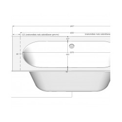 Vanna PROJECT 190(165)x80x60cm balta ar sifonu, balta [EN]