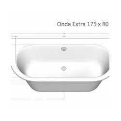 Vanna ONDA 175x80cm balta bez paneļa+sifons [EN]