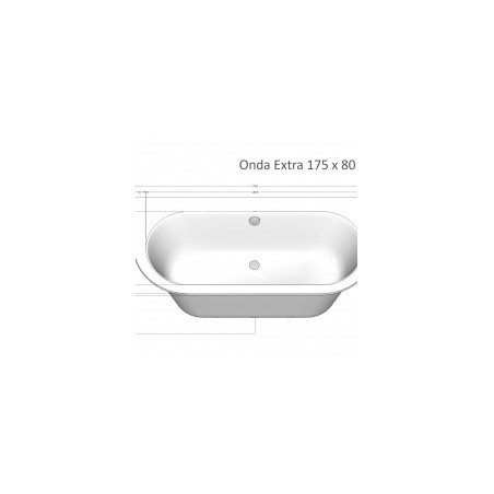 Vanna ONDA 175x80cm balta bez paneļa+sifons [EN]
