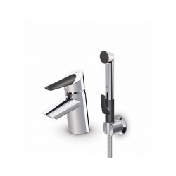 ORAS OPTIMA izlietnes ar bidettu un melnu rokturi, hroms [EN]