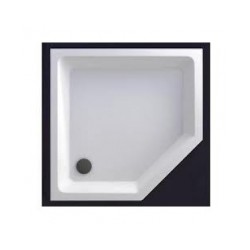 Akmens masas paliktnis F-90 90x90x26cm piecstūris, balts ar kājām un paneli