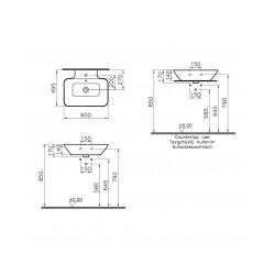 Izlietne VITRA GEO bowl ar vietu maisītajam 60x49cm stiprināma pie sienas [EN]