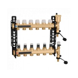 CALEFFI Misiņa kolektori ar plūsmas mērītāju 6 ceļu