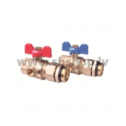 FHF-MB Lodveidu vārstu komplekts (2gab) ar termometra  ligdzu un savienojums uz kolektoru