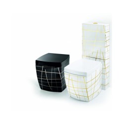 WC Pods SQUARE balts/zelts ar SC vāku bez skalojamās kastes