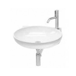 Izlietne THIN OVALE 53x44 pie sienas ar vietu maisītajam, balta [EN]