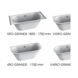 PAA akmens masas vannas VARIO GRANDE balta ar stūra noapaļojumu un sifonu [EN]