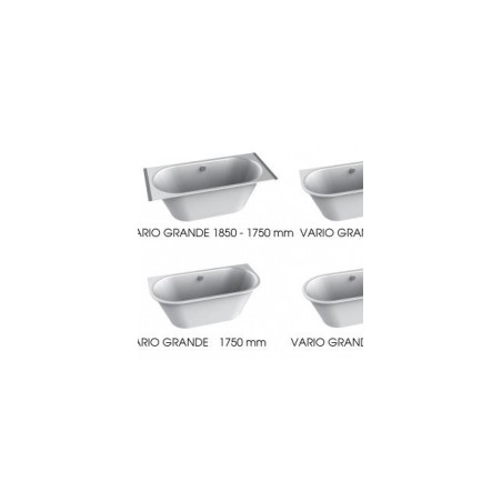 PAA akmens masas vannas VARIO GRANDE balta ar stūra noapaļojumu un sifonu