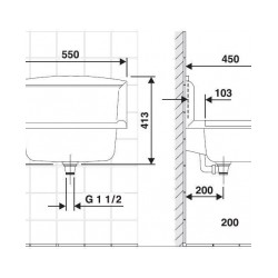 Izlietne SANIT tehniska/saimniecības ar sienas plāksni 550x450, triecienizturīga plastmasa