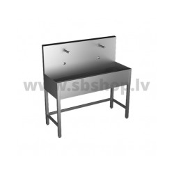 Izlietne Sanela nerūsējoša tērauda izlietne (rene) ar sienu un 2 krāniem ar sensoru, 1250mm, 24V DC