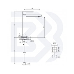 BIANCHI izlietnes maisītājs METRO augstais ar noplūdi, hroms