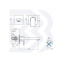 Izlietnes METRO no sienas ar 170mm izteci un iebūvējamo daļu, hroms AKCIJA BIANCHI