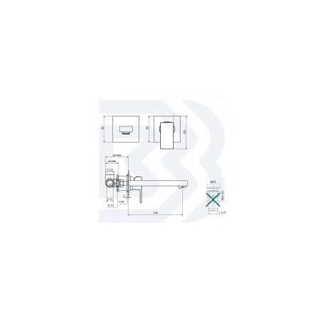 Izlietnes METRO no sienas ar 170mm izteci un iebūvējamo daļu, hroms AKCIJA BIANCHI