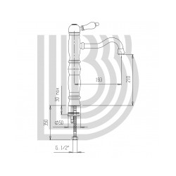 Maisītājs Izlietnes EUROPA augstais ar baltu rokturi un noplūdi hroms BIANCHI