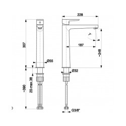 ORAS Stela izlietnes augstais maisītājs ar bidettu, hroms [EN]