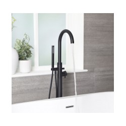 Maisītājs vannas VICTORIA no grīdas (brīvstāvošs) ar rokas dušu, melns