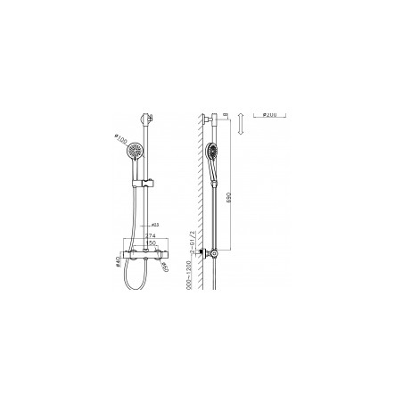 Mais. Dušas kolonna VICTORIA ar termostatu, lietus un rokas dušu, hroms