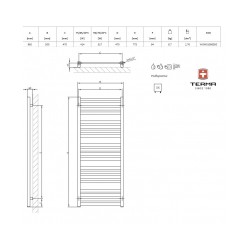 Dvieļu žāvētājs TERMA M01 960x530mm RAL7026 Granite grey krāsā [EN]