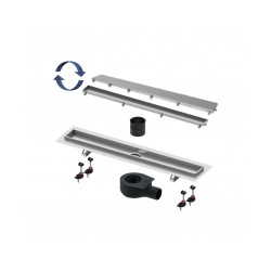 Dušas traps 70cm TECE ar flīzes (TILE) un STEEL dekoratīvo daļu, sifonu un pretsmakas membrānu [EN]