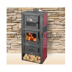 Malkas kamīns BLIST AMBASADOR LM R N 11 kW, ar cepeškrāsni, sarkans