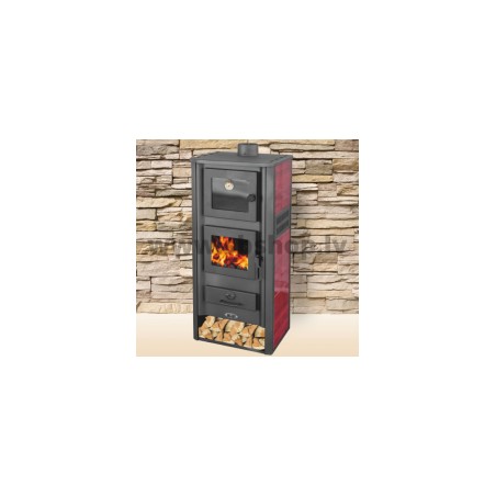 Malkas kamīns BLIST AMBASADOR LM R N 11 kW, ar cepeškrāsni, sarkans