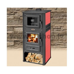 Malkas kamīns BLIST AMBASADOR R N 11 kW, ar cepeškrāsni, sarkans