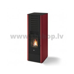 Granulu kamīns ar gaisa apsildi Eva Calor KAREN 9,5 kW sarkans