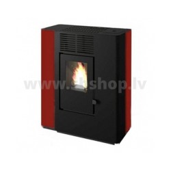 Granulu kamīns ar 1 papildus gaisa izvadu Eva Calor NELLA sarkans 9.3 kW