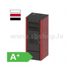 Granulu kamīns ar 2 gaisa izvadiem Eva Calor AGATA 15,4kW sarkans