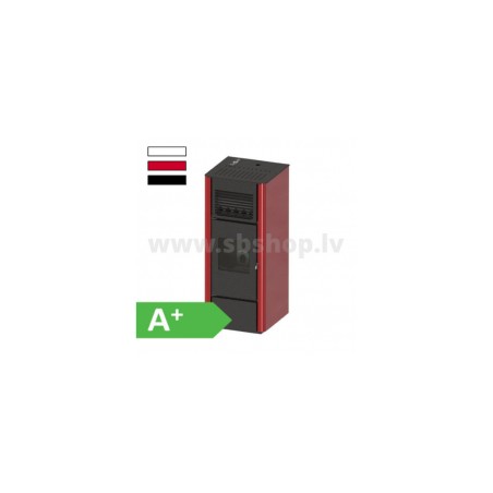 Granulu kamīns ar 2 gaisa izvadiem Eva Calor AGATA 15,4kW sarkans