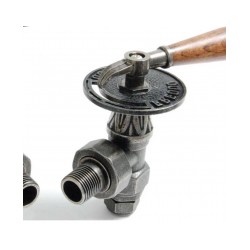 Carlo Poletti ARTISTIC 90grādu ventīļu komplekts  ar koka rokturi 1/2` x 1/2'', ar korķi un atgaisotāju, antracīts [EN]