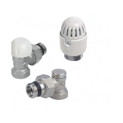 Radiatora Termoventilis 90 grādos, komplekts 1/2x1/2'' CARLO POLETTI ar baltu termogalvu