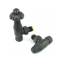 Carlo Poletti ARTISTIC 90grādu Termoventīļu komplekts 1/2` x 1/2'', ar korķi un atgaisotāju, antracīts [EN]