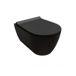 HATRIA FUSION pods piearināms Rimless ar soft close vāku, melns matēts [EN]