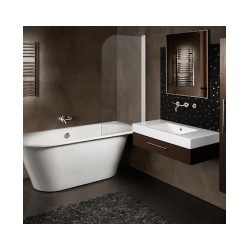 PAA akmens masas vanna VARIO GRANDE balta ar stūra noapaļojumu un sifonu [EN]