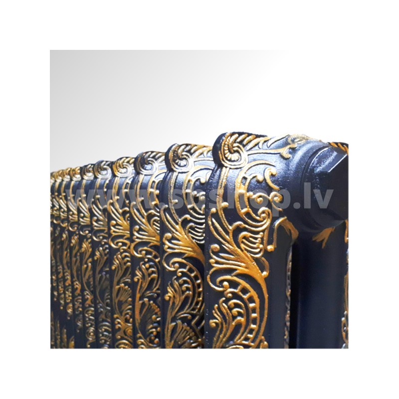 Čuguna radiators BEIGELAI BGL-661 (8sekc.) GOLD zelta krāsas detaļas, gruntēts melnā krāsā