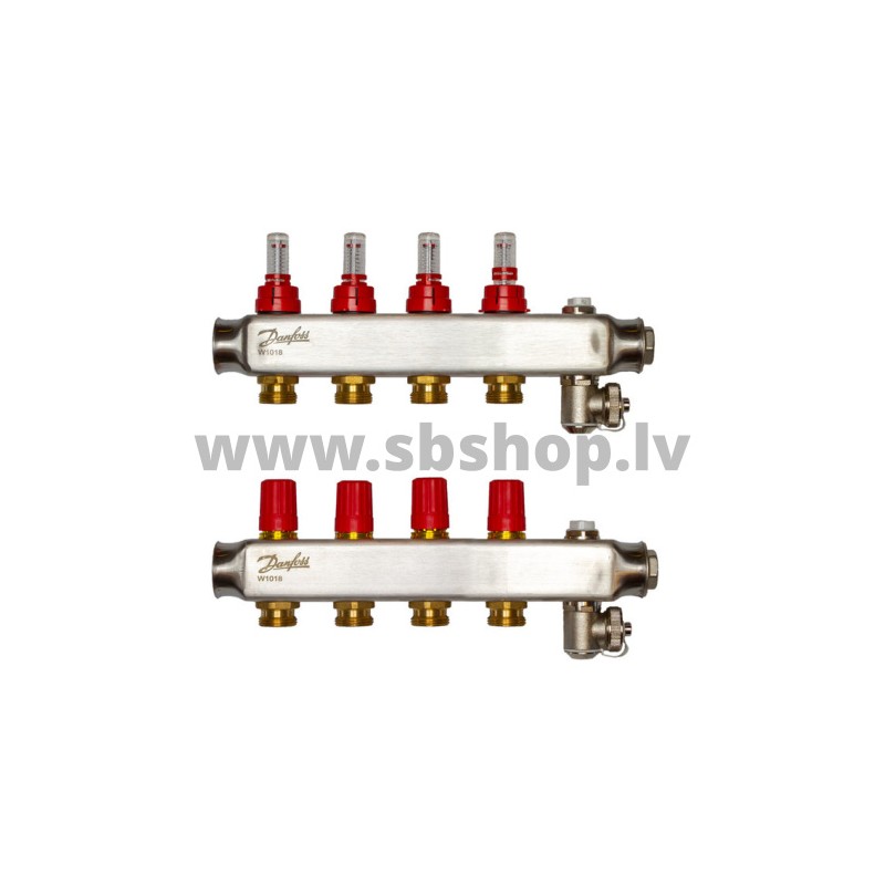Kolektors SSM-4F 4+4 ar plūsmas mēr. 1 DANFOSS
