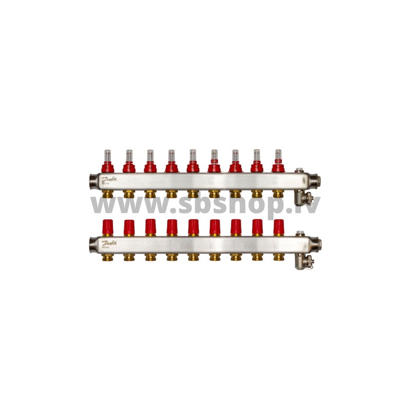 SSM-9F Kolektors 9+9 ar plūsmas mērītāju 1 DANFOSS
