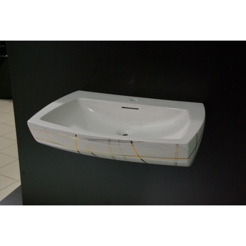 Izlietne SQUARE balts/zelts 415G