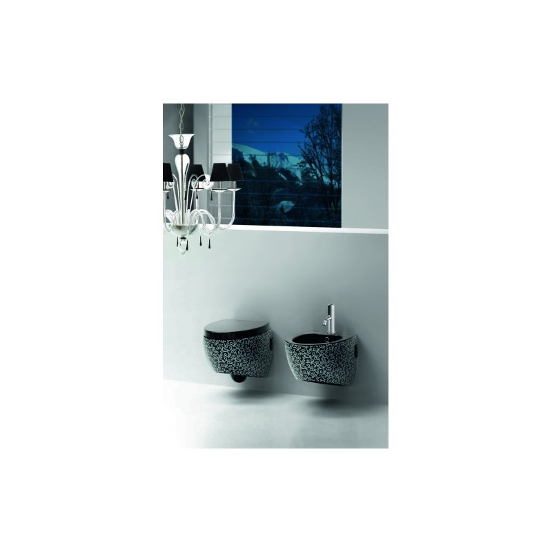 WC Pods OVAL piek. melns ar 401 dekoru +SC vāks 104 melns