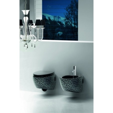 WC Pods OVAL piek. melns ar 401 dekoru +SC vāks 104 melns