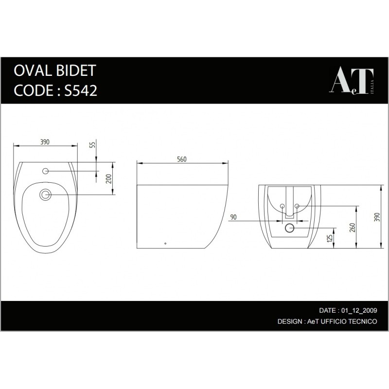 WC bidē OVAL grīdas balts