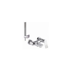 BIANCHI bath mixers FREEDOM with shower set, Bi-Color Hroms/Balts (attēlā hroms)