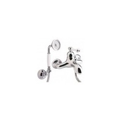 BIANCHI bath mixer LIBERTY with hand shower, chrome/white