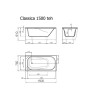 Vanna CLASSICA 150x75cm ar paneli+sifons
