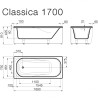Vanna CLASSICA 170x75cm ar U/L veida paneli+sifons