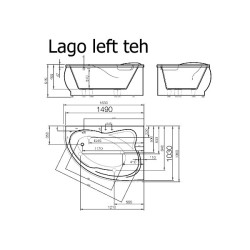 VISPOOL Vanna LAGO 153x103cm balta ar sifonu
