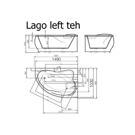 VISPOOL Vanna LAGO 153x103cm balta ar sifonu