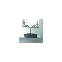 Washbasin OVALE black glanceta with decor 660x510cm stiprināma wall-mounted or liekama uz virsmas