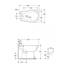 WC Bidē RETRO uz grīdas, balts